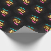 Neon Sign on Brick for 80th Birthday Cadeaupapier (Hoek)