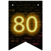 Neon Sign on Brick for 80th Birthday Vlaggetjes (Eerste vlag)