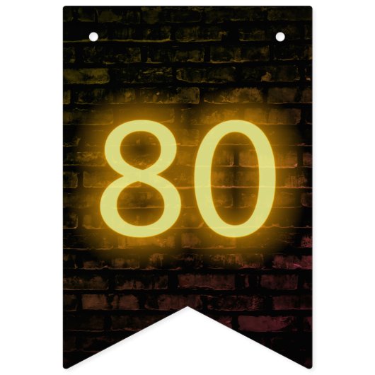 Neon Sign on Brick for 80th Birthday Vlaggetjes (Eerste vlag)