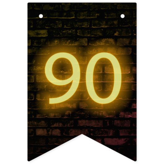 Neon Sign on Brick for 90th Birthday Vlaggetjes (Eerste vlag)