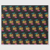 Neon Sign on Brick voor 60th Birthday Cadeaupapier (Vlak)