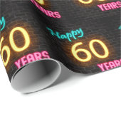 Neon Sign on Brick voor 60th Birthday Cadeaupapier (Rol Hoek)