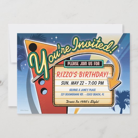 Neon Sign Party Uitnodigingen (Voorkant)