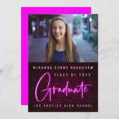 Neon Sign Pink Afstuderen foto Aankondiging (Voorkant / Achterkant)
