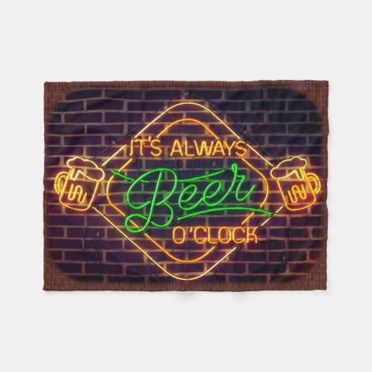 Neon Sign Print BEER Mancave Fleece Blanket Deken (Voorkant (Horizontaal))