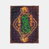 Neon Sign Print BEER Mancave Fleece Blanket Deken (Voorkant)