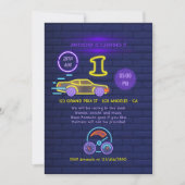 Neon sign Racing Car themed Boy 1st Birthday Party Kaart (Voorkant)