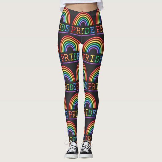 Neon Sign Rainbow Pride Pattern Leggings (Voorkant)