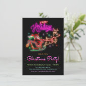 Neon Sign Santa Sleigh Rendier Kerstfeest Kaart (Staand voorkant)