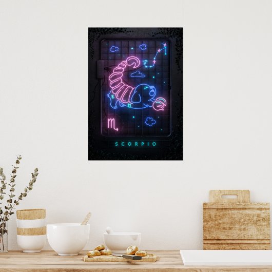 Neon Sign Scorpio Poster (Keuken)