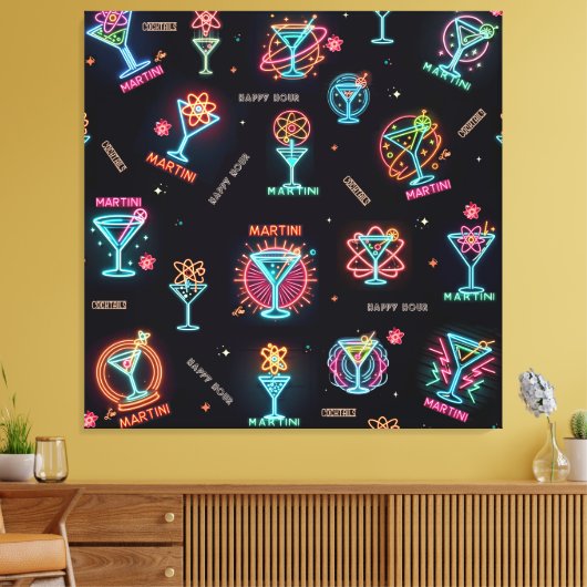 Neon Sign Space Age Atomic Martini Cocktails Print (Insitu (Woonkamer))