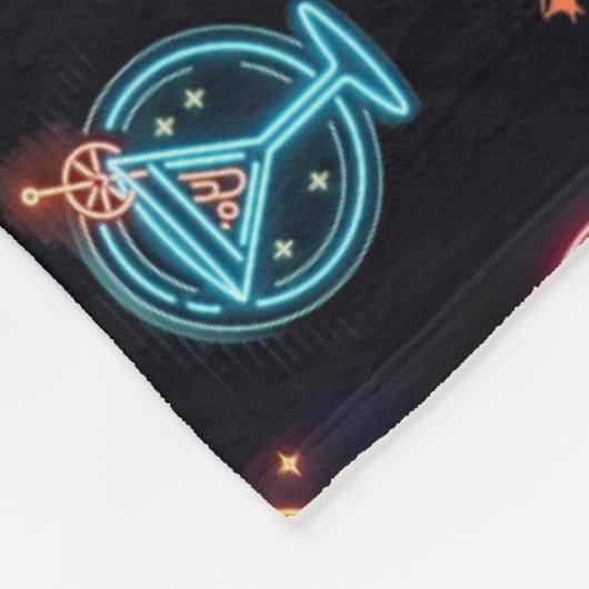 Neon Sign Space Age Atomic Martini Cocktails Print Fleece Deken (Hoek)