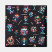 Neon Sign Space Age Atomic Martini Cocktails Print Magneet (Voorkant)