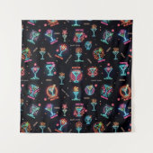 Neon Sign Space Age Atomic Martini Cocktails Print Wandkleed (Voorkant)