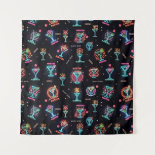 Neon Sign Space Age Atomic Martini Cocktails Print Wandkleed