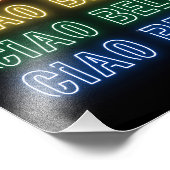 Neon Sign Style Ciao Bella Repeating Rainbow Print Foto Afdruk (Hoek)