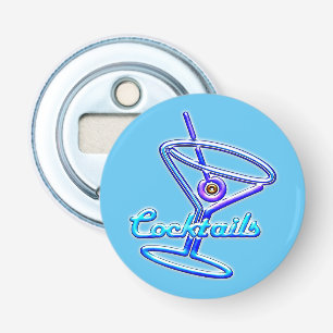Neon Sign Style Cocktail Glass Button Flesopener