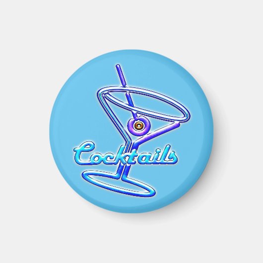 Neon Sign Style Cocktail Glass Magneet (Voorkant)