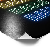 Neon Sign Style Hallo Repeating Rainbow Print Foto Afdruk (Hoek)