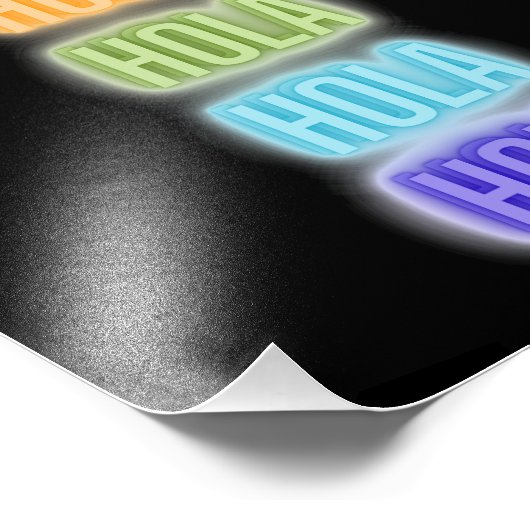 Neon Sign Style Hola Repeating Rainbow Print Foto Afdruk (Hoek)