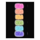 Neon Sign Style Hola Repeating Rainbow Print Foto Afdruk (Voorkant)