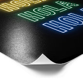 Neon Sign Style Hola Repeating Rainbow Print Foto Afdruk (Hoek)