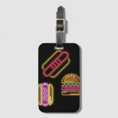 Neon Sign Style Hotdog Hamburger Bagagelabel (Voorkant (verticaal))