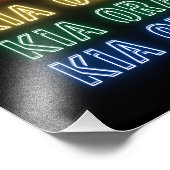 Neon Sign Style Kia Ora Repeating Rainbow Print Foto Afdruk (Hoek)