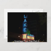  Neon Sign, Theater in het meer, Oak Park Il. Briefkaart (Voorkant / Achterkant)