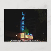Neon Sign, Theater in het meer, Oak Park Il. Briefkaart (Voorkant)