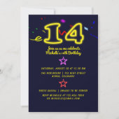 Neon Sign Veertiende uitnodiging van de verjaardag (Voorkant)