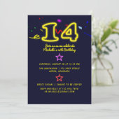 Neon Sign Veertiende uitnodiging van de verjaardag (Staand voorkant)