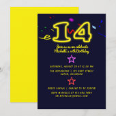 Neon Sign Veertiende uitnodiging van de verjaardag (Voorkant / Achterkant)