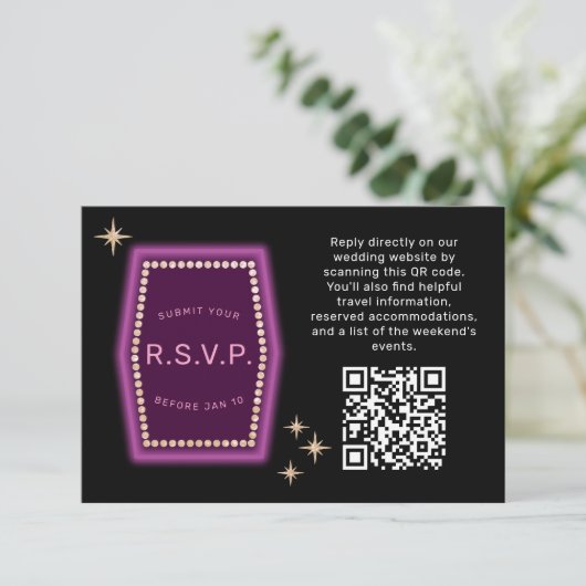 Neon Sign Vegas Weddenschap QR code Online RSVP (Staand voorkant)