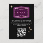 Neon Sign Vegas Weddenschap QR code Online RSVP Informatiekaartje (Voorkant)