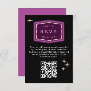 Neon Sign Vegas Weddenschap QR code Online RSVP Informatiekaartje