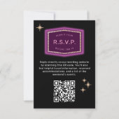 Neon Sign Vegas Weddenschap QR code Online RSVP Kaartje (Voorkant)