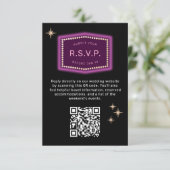 Neon Sign Vegas Weddenschap QR code Online RSVP Kaartje (Staand voorkant)