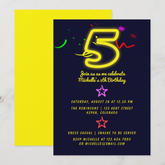 Neon Sign Vijfde uitnodiging van de Dag van de Vri (Voorkant / Achterkant)