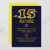 Neon Sign Vijftiende verjaardag Uitnodiging (Voorkant / Achterkant)