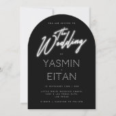 Neon Sign White Script Black Arch Wedding Kaart (Voorkant)