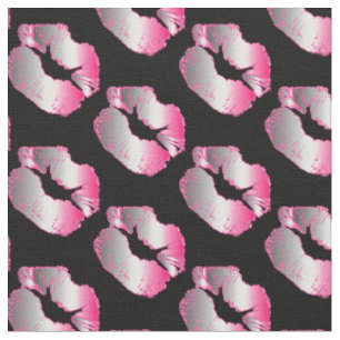 Neon Silver en Hot Pink Lipstick Kus op zwart Stof