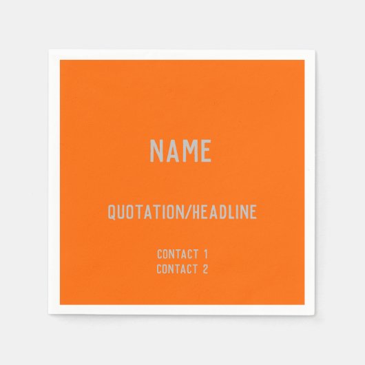 Neon Sinaasappel Aangepaste Papieren servetten (Voorkant)