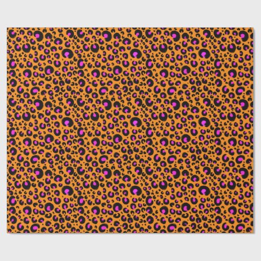 Neon Sinaasappel en Roze Cheetah print inpakpapier (Vlak)