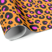 Neon Sinaasappel en Roze Cheetah print inpakpapier (Rol Hoek)
