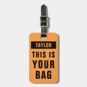 Neon Sinaasappel en zwart vet kleurrijke naam Sjab Bagagelabel (Voorkant verticaal)