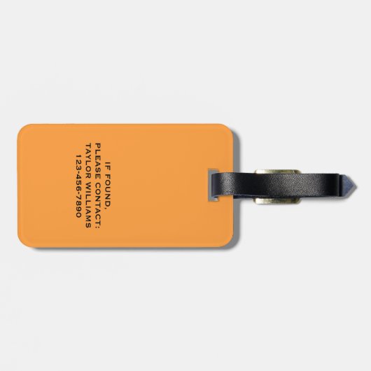 Neon Sinaasappel en zwart vet kleurrijke naam Sjab Bagagelabel (Achterkant horizontaal)