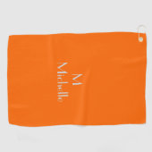 neon sinaasappel - monogram en naam toevoegen golfhanddoek (Horizontaal)