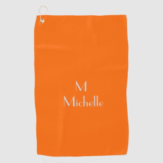 neon sinaasappel - monogram en naam toevoegen golfhanddoek (Voorkant)
