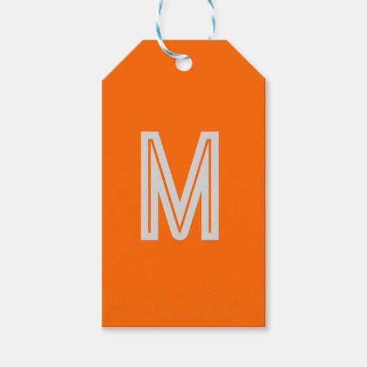 neon sinaasappel - monogram toevoegen cadeaulabel (Voorkant)